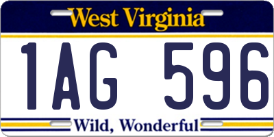 WV license plate 1AG596