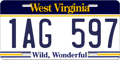 WV license plate 1AG597