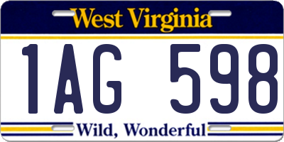 WV license plate 1AG598