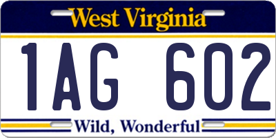 WV license plate 1AG602