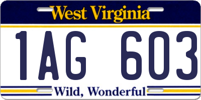 WV license plate 1AG603