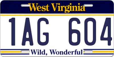 WV license plate 1AG604