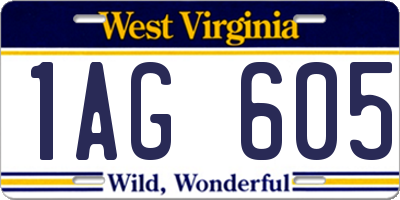 WV license plate 1AG605