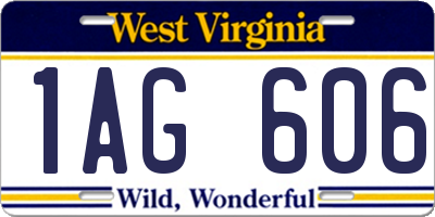 WV license plate 1AG606