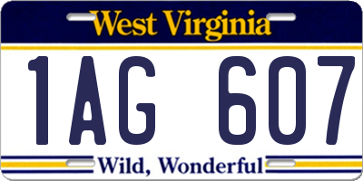 WV license plate 1AG607