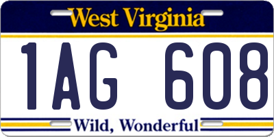 WV license plate 1AG608