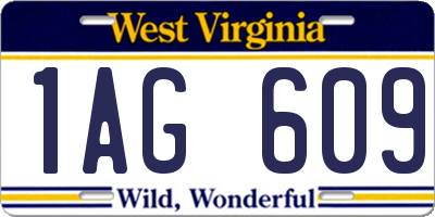 WV license plate 1AG609