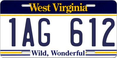 WV license plate 1AG612