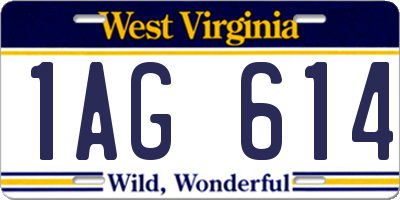 WV license plate 1AG614