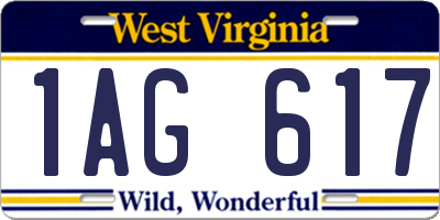 WV license plate 1AG617