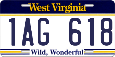 WV license plate 1AG618