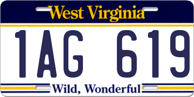 WV license plate 1AG619