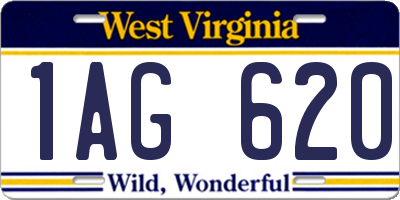 WV license plate 1AG620