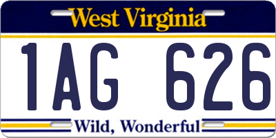 WV license plate 1AG626