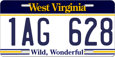 WV license plate 1AG628