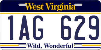 WV license plate 1AG629