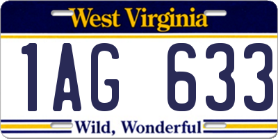 WV license plate 1AG633