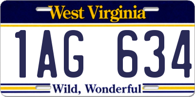 WV license plate 1AG634