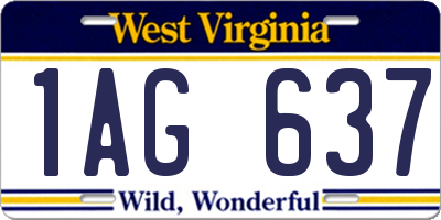WV license plate 1AG637