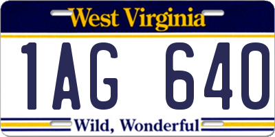 WV license plate 1AG640