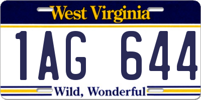 WV license plate 1AG644