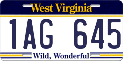 WV license plate 1AG645