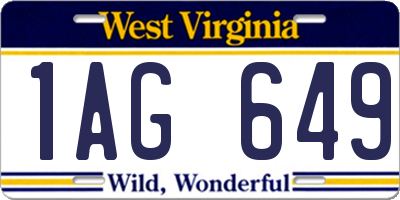 WV license plate 1AG649