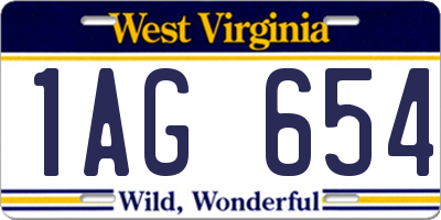 WV license plate 1AG654