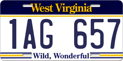 WV license plate 1AG657