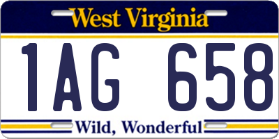 WV license plate 1AG658