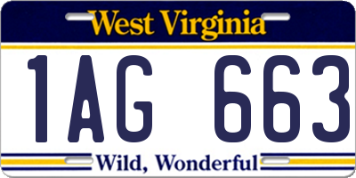 WV license plate 1AG663