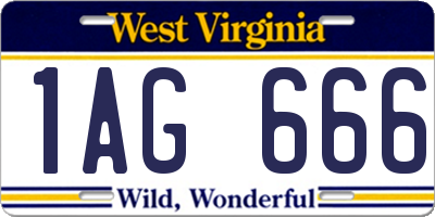 WV license plate 1AG666