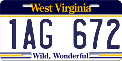 WV license plate 1AG672