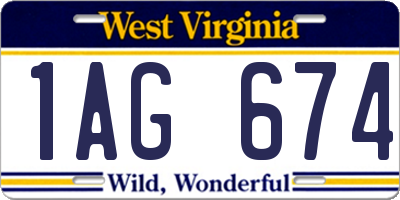 WV license plate 1AG674