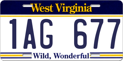 WV license plate 1AG677