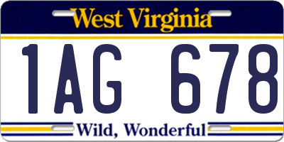 WV license plate 1AG678