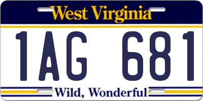 WV license plate 1AG681