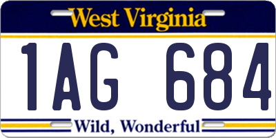 WV license plate 1AG684