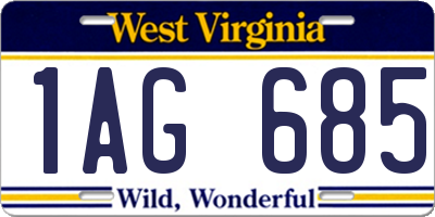 WV license plate 1AG685