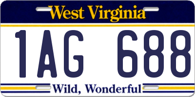 WV license plate 1AG688