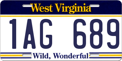 WV license plate 1AG689