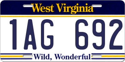 WV license plate 1AG692