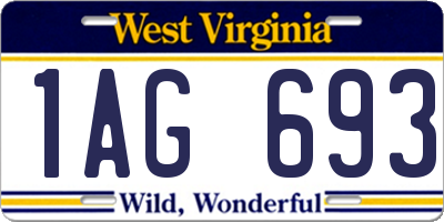 WV license plate 1AG693