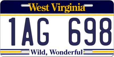 WV license plate 1AG698