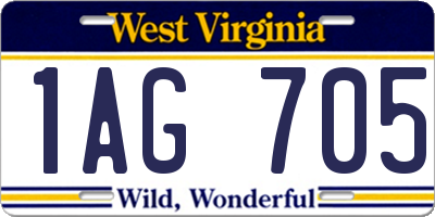 WV license plate 1AG705