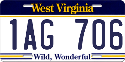 WV license plate 1AG706