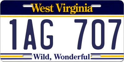WV license plate 1AG707