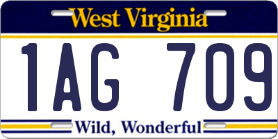 WV license plate 1AG709