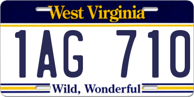 WV license plate 1AG710