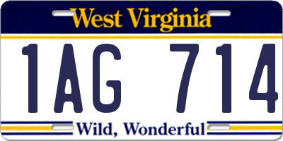 WV license plate 1AG714